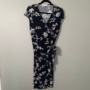 Lark & Ro stretchy sleeveless dark floral summer spring casual career dress
